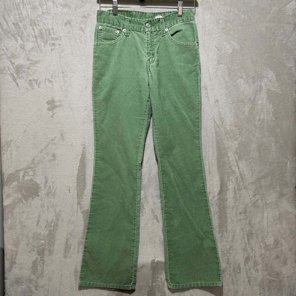 Vintage Levis 517 Boot Cut Slim Fit Green Corduroy Pants 3 JR M 11517-7321